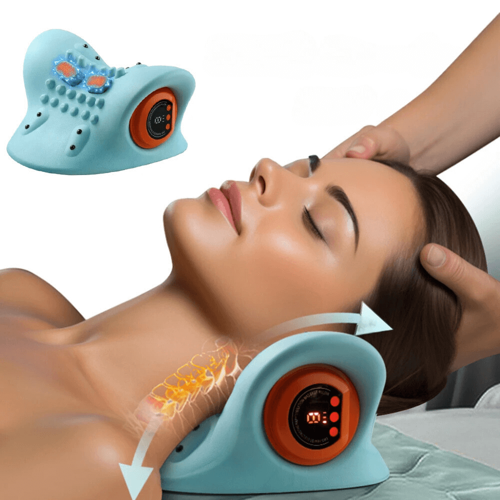 EMS Cervical Massager Stretcher for neck pain relief and relaxation featuring ergonomic design.