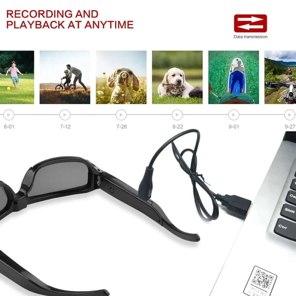 1080P HD Camera Sunglasses- Never Miss a Moment Again with recording and playback capabilities.