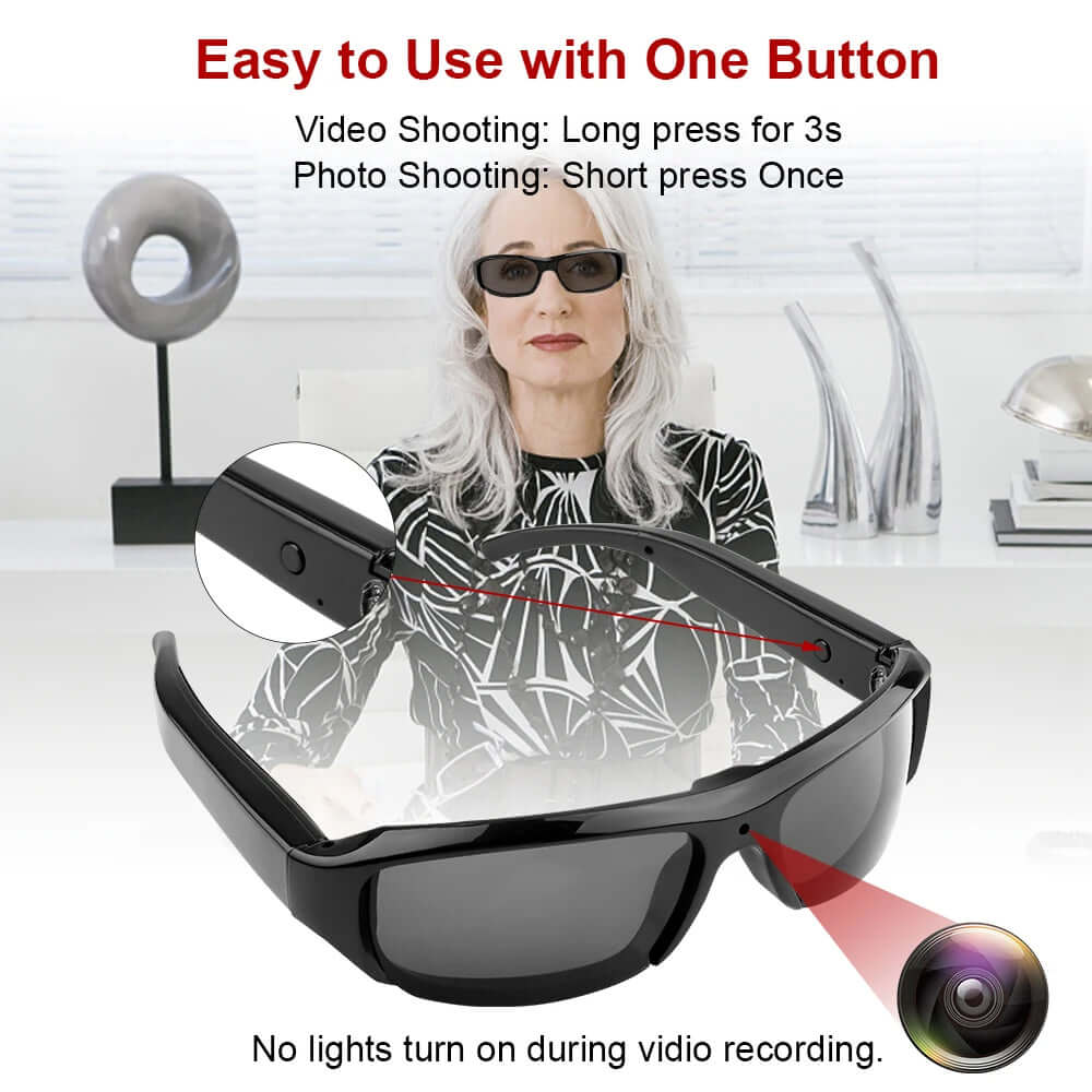 1080P HD Camera Sunglasses- Never Miss a Moment Again: Easy operation with one-button video and photo shooting.