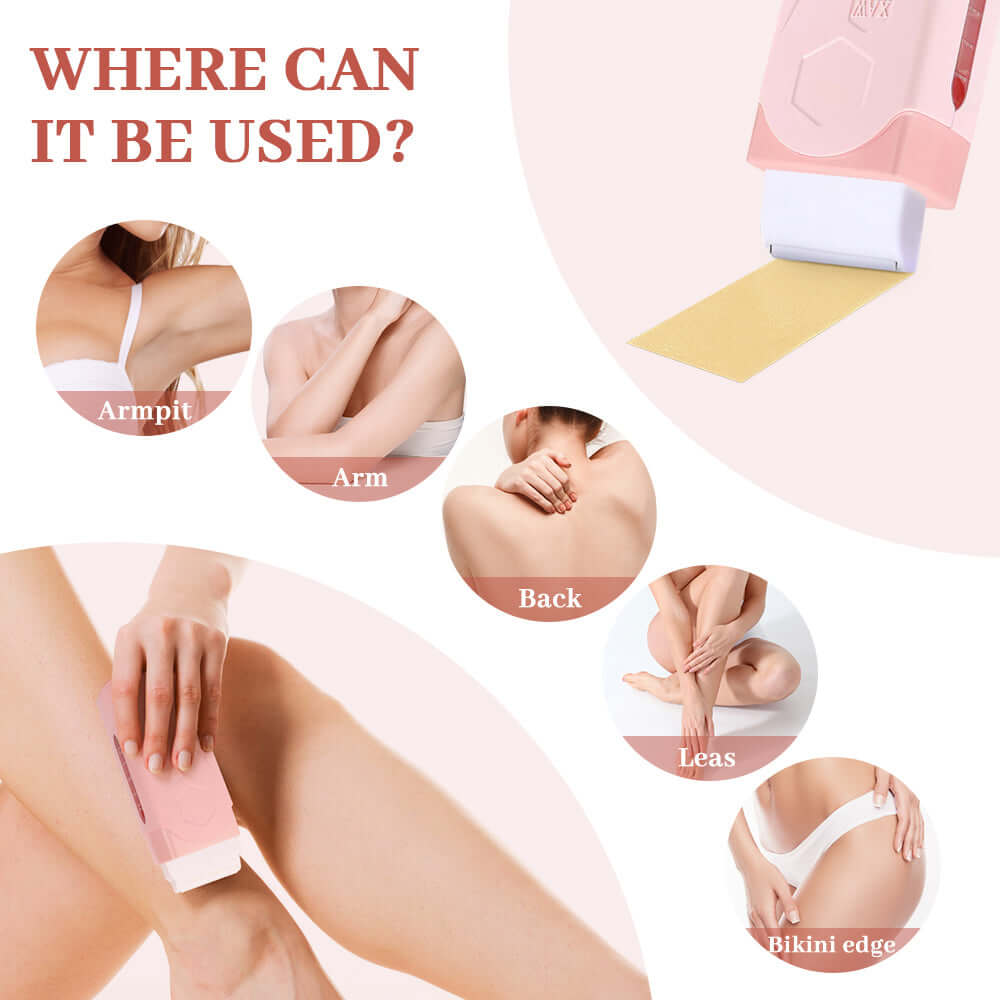 Depilatory Wax Heater - Smooth, Hair-Free Skin used for armpit, arm, back, legs, and bikini edge hair removal.