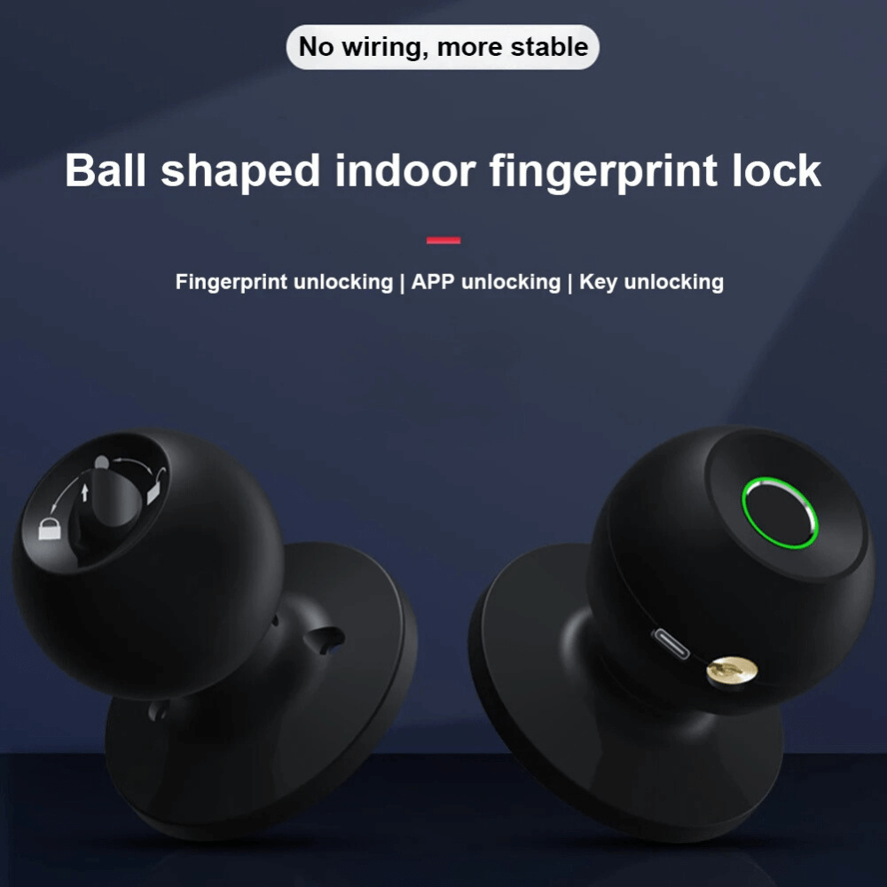 Smart Door Knob - Keyless Entry Lock with ball shaped design and fingerprint unlocking technology.