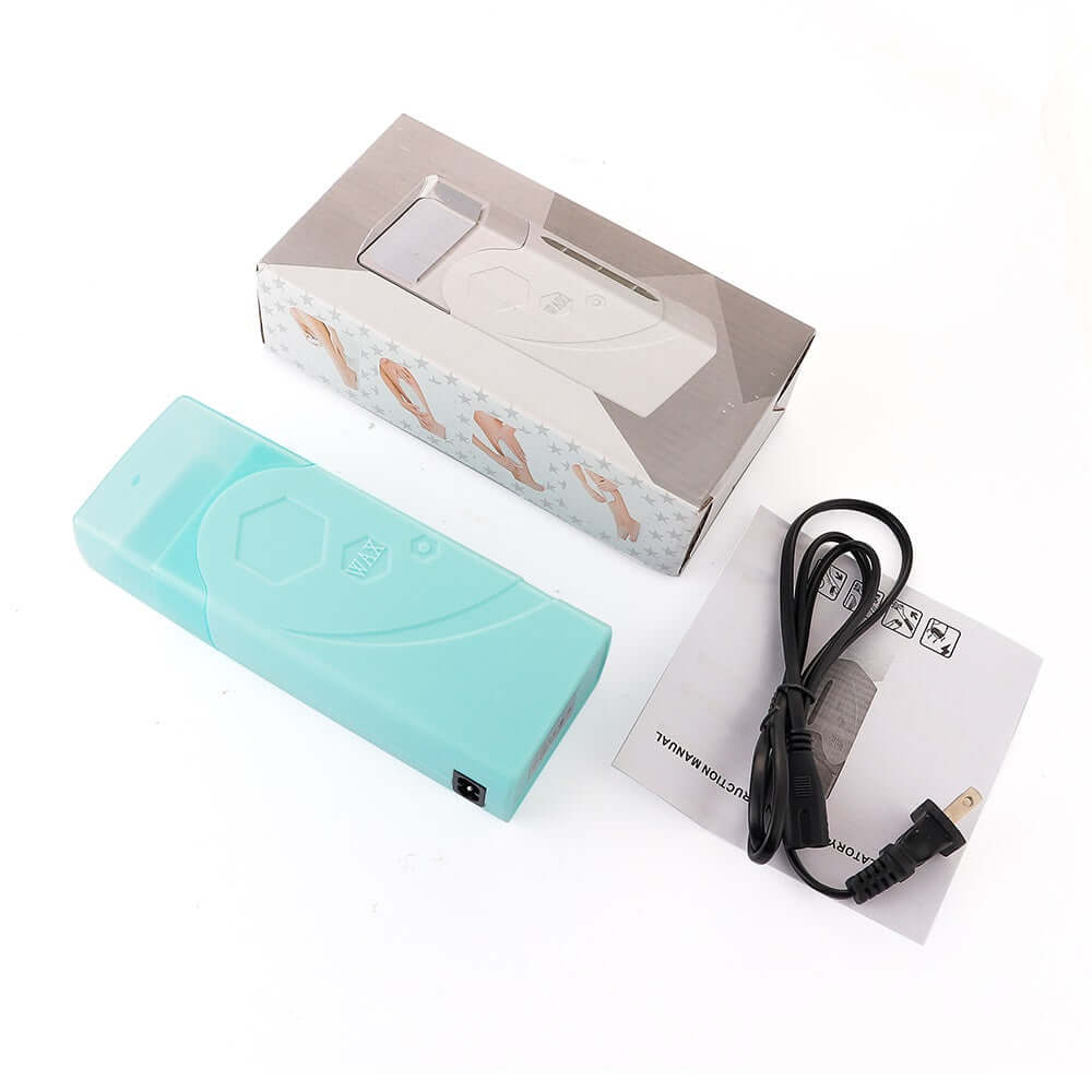 Depilatory Wax Heater - Smooth, Hair-Free Skin with compact design and accessories included.