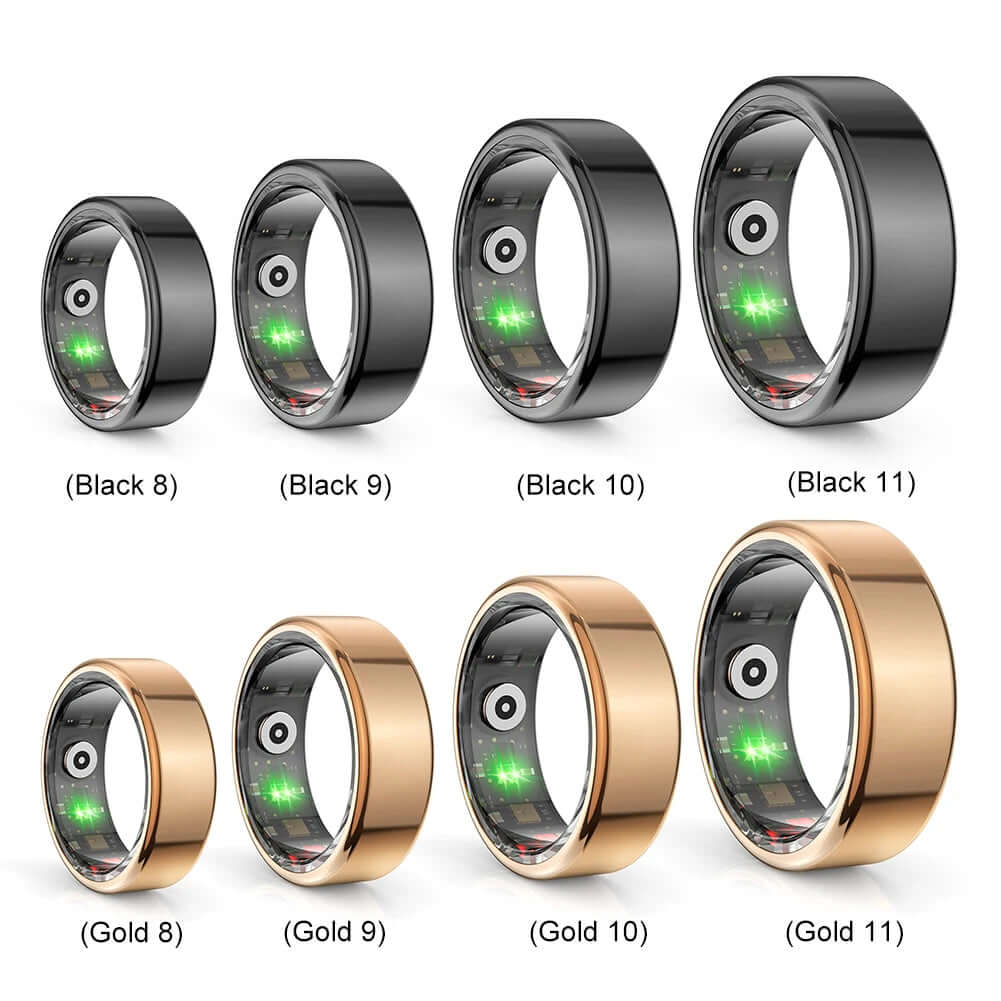 Smart Ring - Transform Your Fitness Journey in various designs including black and gold options.