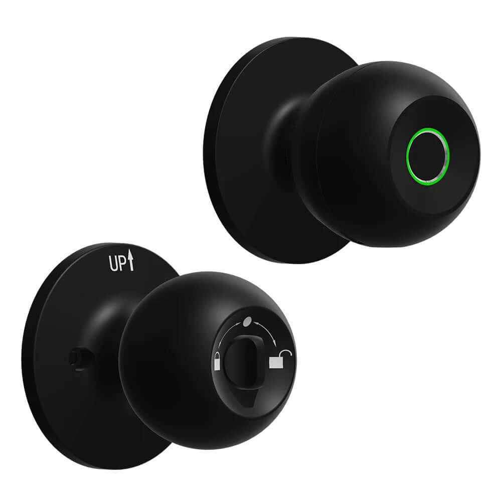 Smart Door Knob - Keyless Entry Lock featuring a sleek black design for modern home security.