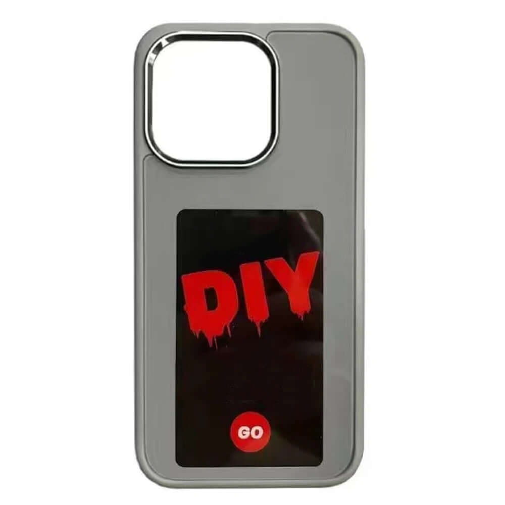 DIY Phone Case - Personalize Your Phone design featuring a bold red 'DIY' on a sleek gray background.