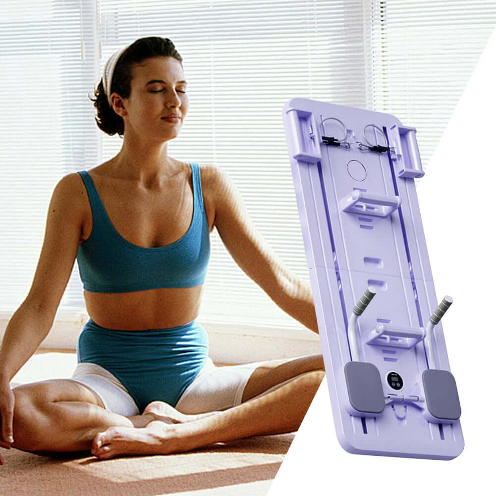 Multifunctional Abdominal Board showcased with a woman in workout attire for core training.