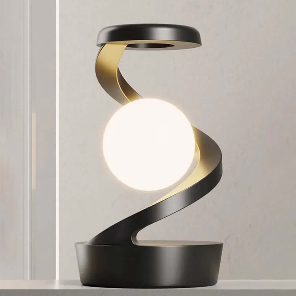 Levitating Ball Lamp with Wireless Charger showcasing a modern design and captivating light feature.