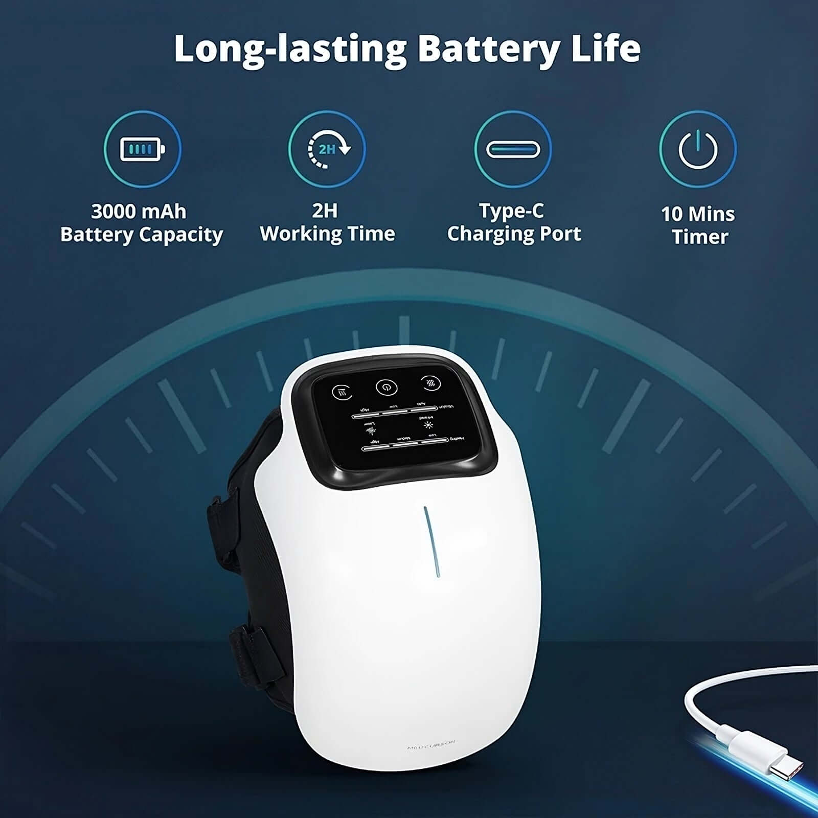 Electric Knee Therapy Device - Revolutionary Relief features long-lasting battery life and Type-C charging port.