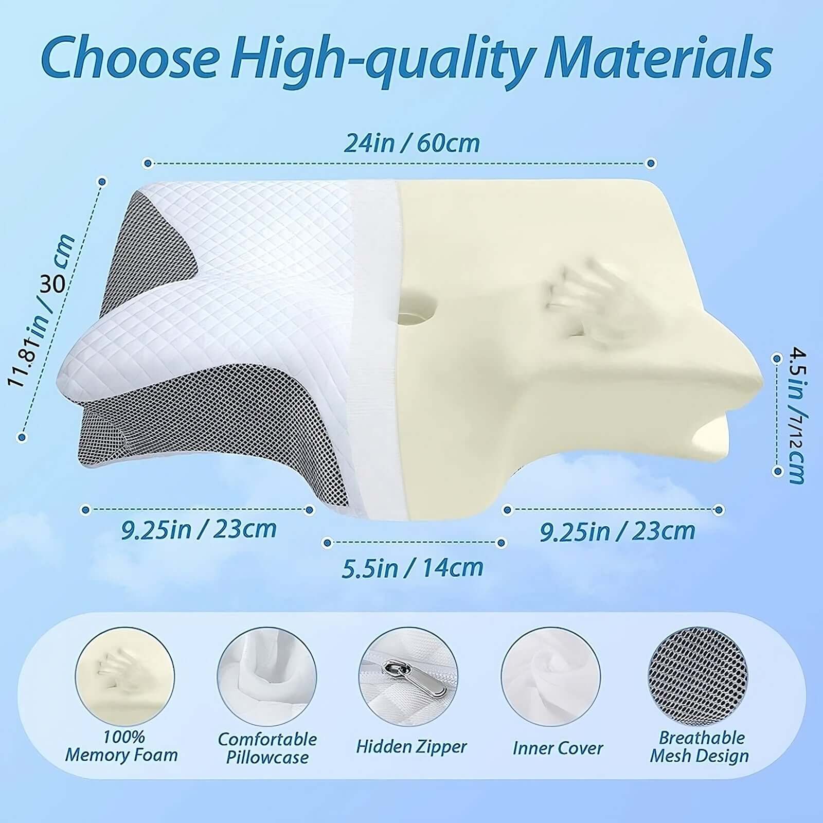 Memory Foam Cervical Pillow - Discover Blissful Sleep with high-quality materials and breathable mesh design.